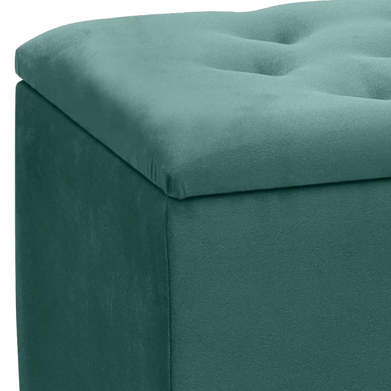 Lotus Megapap velvet fabric stool in dark green color 90x40x50cm.