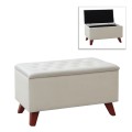 Lotus Megapap velvet fabric stool in cream color 90x40x50cm.