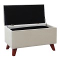 Lotus Megapap velvet fabric stool in cream color 90x40x50cm.