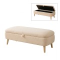 Rena Megapap teddy fabric stool with storage in cream color 90x35x45cm.