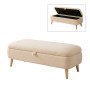 Rena Megapap teddy fabric stool with storage in cream color 90x35x45cm.