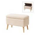 Viona Megapap teddy fabric stool with storage in white color 60x30x48cm.