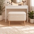 Viona Megapap teddy fabric stool with storage in white color 60x30x48cm.
