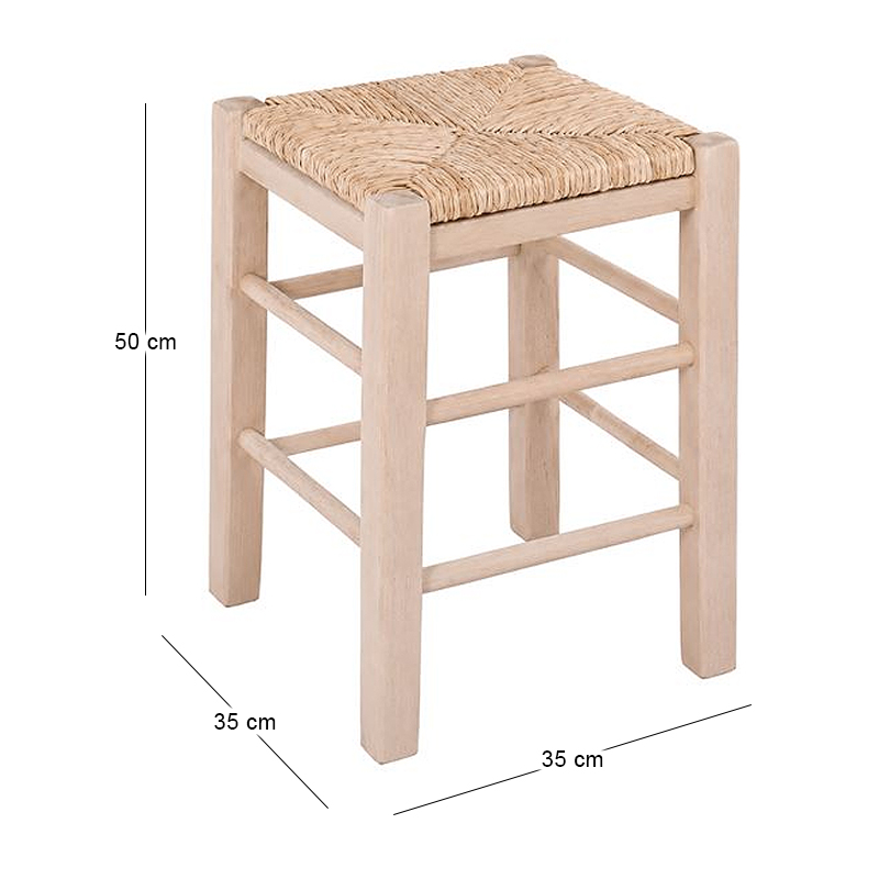 TAVERNA Stool H50cm Unpainted with Rush Seat