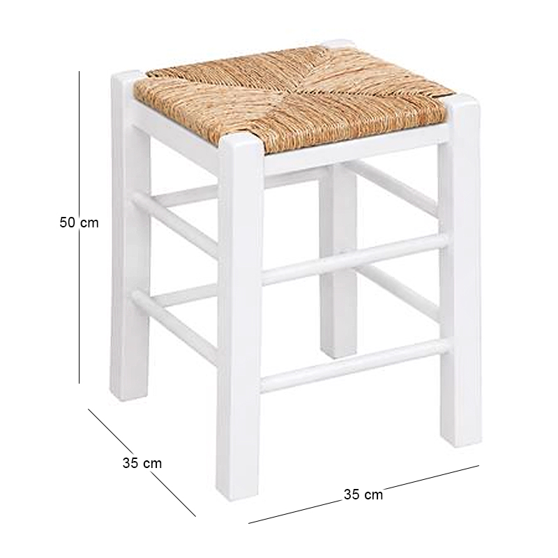 TAVERNA Stool H50cm Impregnation Lacquer White
