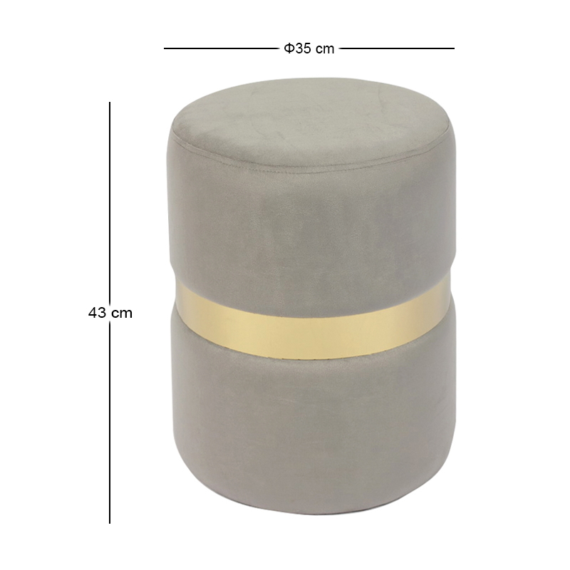 TOMMY Stool Gold/Fabric Grey Velure