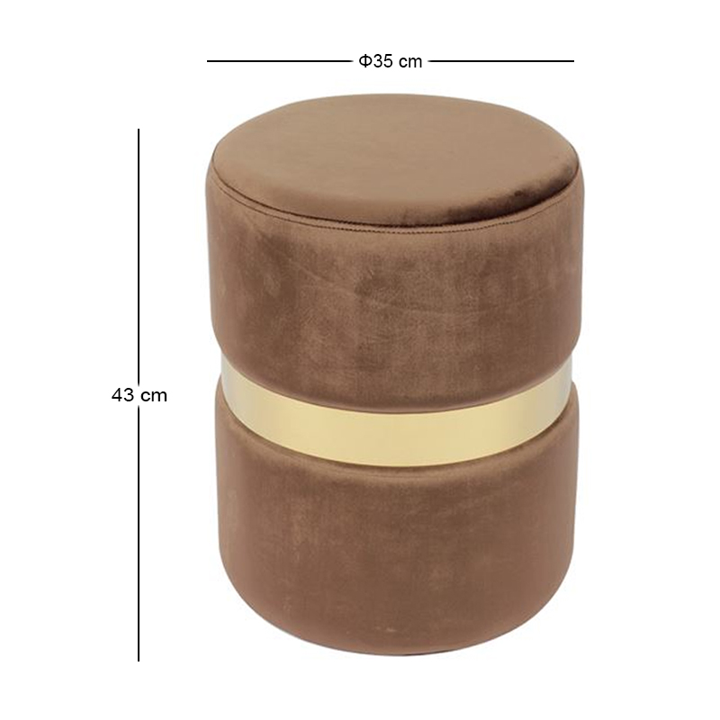 TOMMY Stool Gold/Fabric Brown Velure