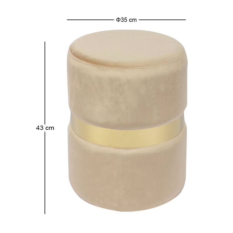 TOMMY Stool Gold/Fabric Beige Velure