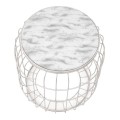 Muller Megapap metallic - Mdf stool - side table in white color 35x35x47cm.