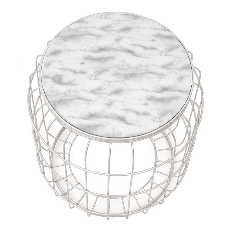 Muller Megapap metallic - Mdf stool - side table in white color 35x35x47cm.