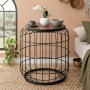 Muller Megapap metallic - Mdf stool - side table in black - walnut color 35x35x47cm.