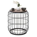 Muller Megapap metallic - Mdf stool - side table in black - walnut color 35x35x47cm.