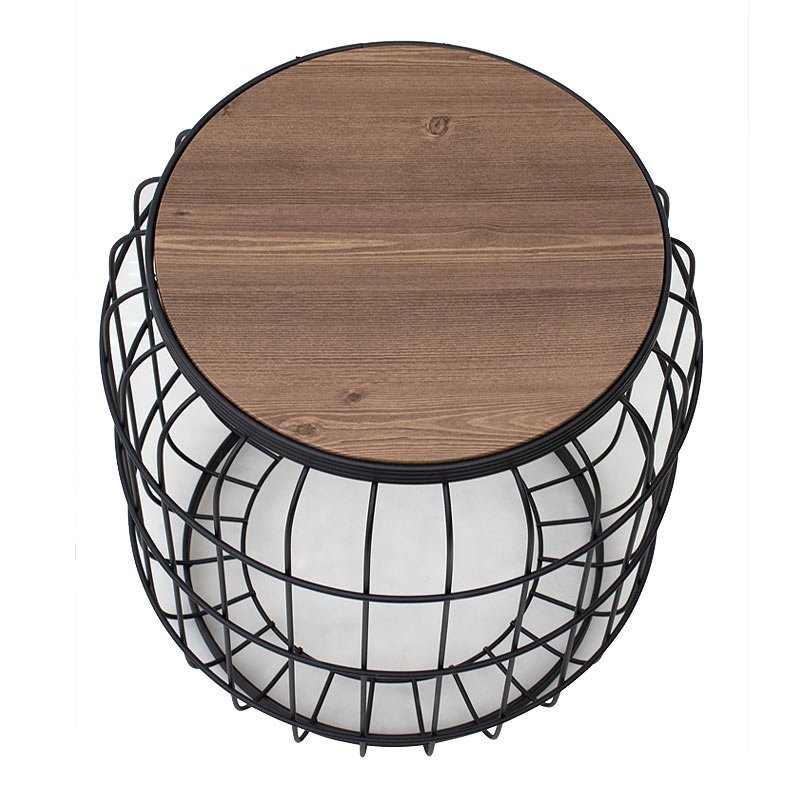 Muller Megapap metallic - Mdf stool - side table in black - walnut color 35x35x47cm.