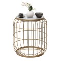 Muller Megapap metallic - Mdf stool - side table in golden - white color 35x35x47cm.