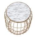 Muller Megapap metallic - Mdf stool - side table in golden - white color 35x35x47cm.