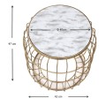 Muller Megapap metallic - Mdf stool - side table in golden - white color 35x35x47cm.
