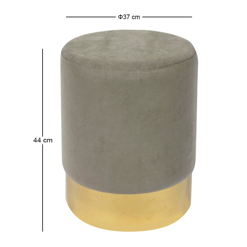 SOL Stool Gold Chrome/Fabric Grey Velure