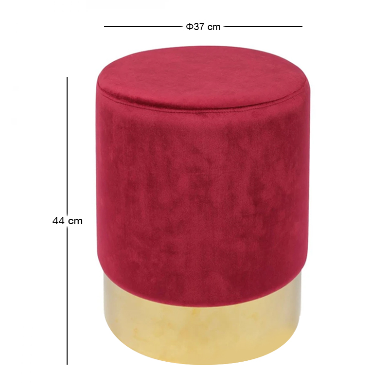 SOL Stool Gold Chrome/Fabric Red Velure