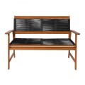 SPRING Living 2-Seat Bench Acacia Natural, Rope Wicker Black