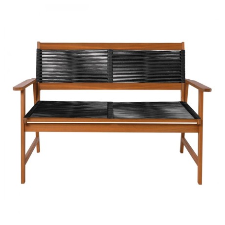 SPRING Living 2-Seat Bench Acacia Natural, Rope Wicker Black
