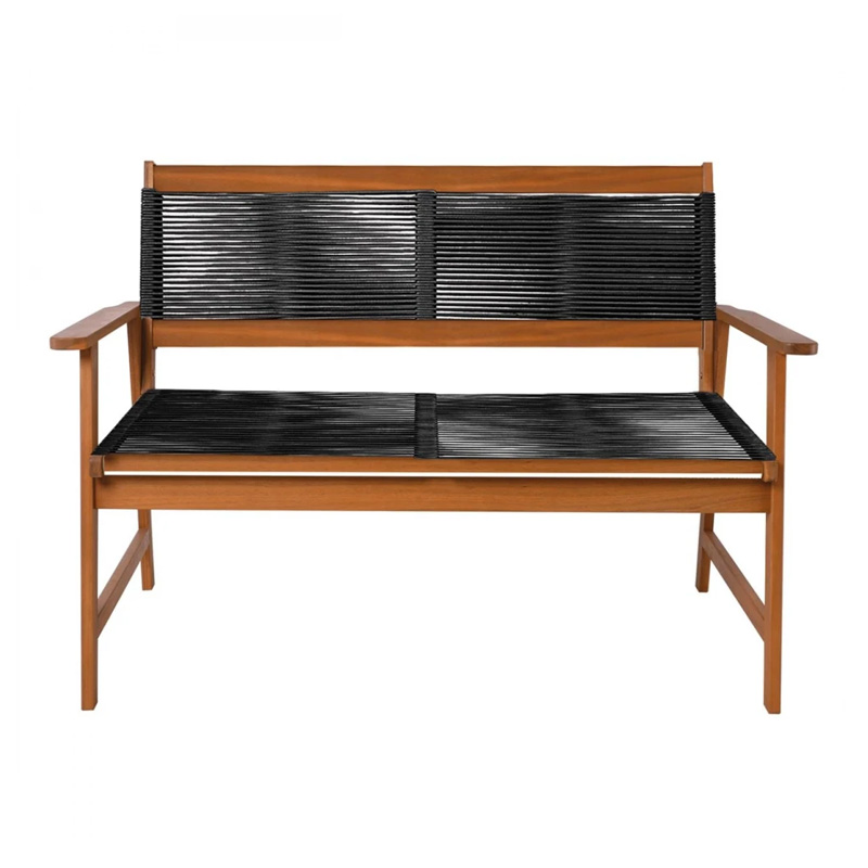 SPRING Living 2-Seat Bench Acacia Natural, Rope Wicker Black