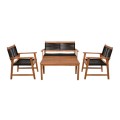 SPRING Set Σαλόνι Κήπου Ακακία Φυσικό, Wicker Μαύρο: Τραπέζι + Καναπέ 2Θέσιο + 2 Πολυθρόνες 100x50x45/120x68x84/67x65x84cm