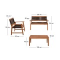 SPRING Set Σαλόνι Κήπου Ακακία Φυσικό, Wicker Μαύρο: Τραπέζι + Καναπέ 2Θέσιο + 2 Πολυθρόνες 100x50x45/120x68x84/67x65x84cm