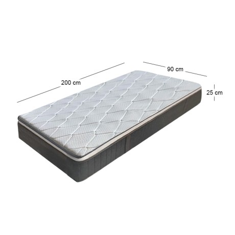 MATTRESS 90x200/25cm Pocket Spring, Reinforced edge, 1-side (Roll Pack)