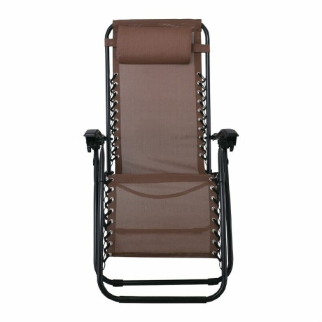 SUPER RELAX Armchair with Footstool Metal Anthracite/Textilene Brown