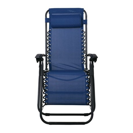 SUPER RELAX Armchair with Footstool Metal Anthracite/Textilene Blue