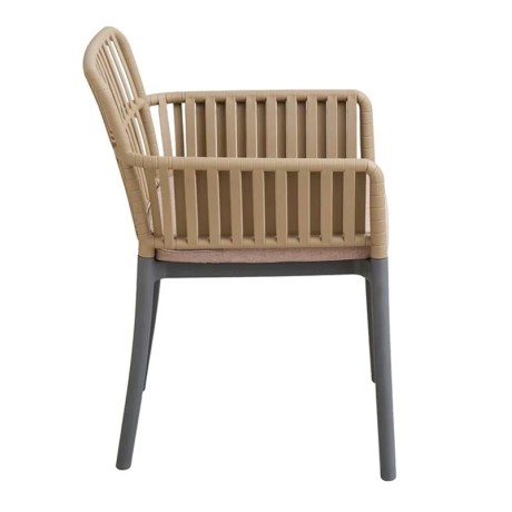 Πολυθρόνα κήπου Sylvia πολυπροπυλενίου UV προστασία χρώμα ανθρακί - μπεζ 56x61x80εκ.