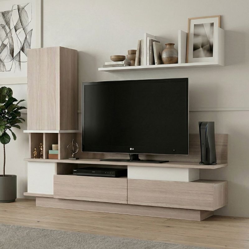 Σύνθεση τηλεόρασης Almeria Megapap χρώμα λευκό - cordoba 149x29,5x117εκ.