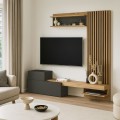 Dumont Megapap melamine tv unit in anthracite - sepet oak color 180x36,8x200cm.