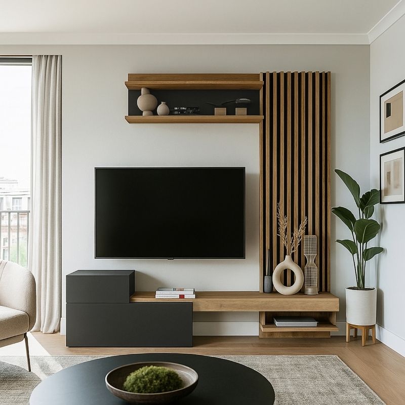 Dumont Megapap melamine tv unit in anthracite - sepet oak color 180x36,8x200cm.