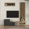 Dumont Megapap melamine tv unit in anthracite - sepet oak color 180x36,8x200cm.