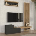 Dumont Megapap melamine tv unit in anthracite - sepet oak color 180x36,8x200cm.
