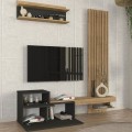 Dumont Megapap melamine tv unit in anthracite - sepet oak color 180x36,8x200cm.