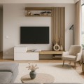 Dumont Megapap melamine tv unit in white - sepet oak color 180x36,8x200cm.