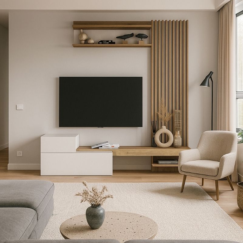 Dumont Megapap melamine tv unit in white - sepet oak color 180x36,8x200cm.