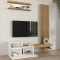 Dumont Megapap melamine tv unit in white - sepet oak color 180x36,8x200cm.