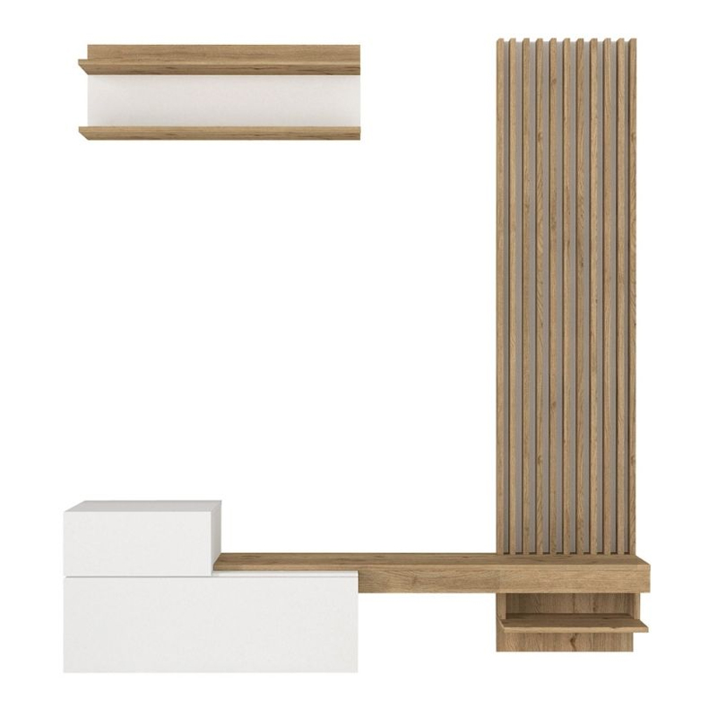 Dumont Megapap melamine tv unit in white - sepet oak color 180x36,8x200cm.