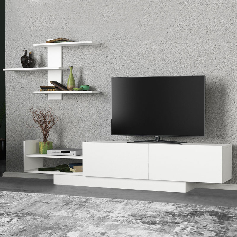 Egemen Megapap melamine TV unit in white color 180x32x40cm