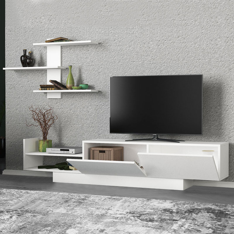 Egemen Megapap melamine TV unit in white color 180x32x40cm