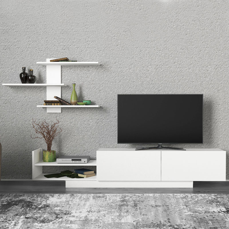 Egemen Megapap melamine TV unit in white color 180x32x40cm