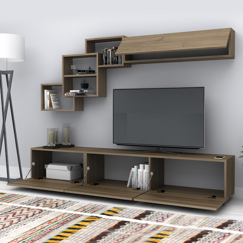 Free Megapap melamine TV unit in walnut color 210x35x38cm.