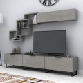 Heydar Megapap melamine TV unit in concrete grey color 210x35x40cm.