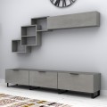 Heydar Megapap melamine TV unit in concrete grey color 210x35x40cm.