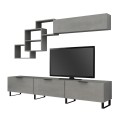 Heydar Megapap melamine TV unit in concrete grey color 210x35x40cm.