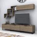 Heydar Megapap melamine TV unit in walnut color 210x35x40cm.