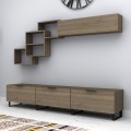 Heydar Megapap melamine TV unit in walnut color 210x35x40cm.